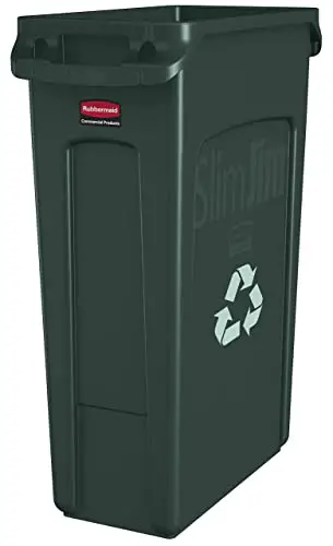 Rubbermaid Commercial Products Slim Jim Plastic Rectangular Recycling/Compost Bin with Venting Channels